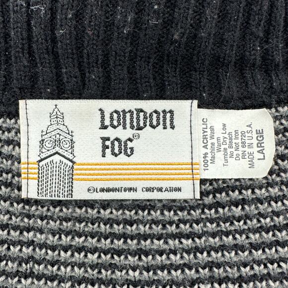 VINTAGE London Fog | L | Unisex Nordic Full-Zip Cardigan Ski Sweater w/ Pockets - Picture 2 of 5